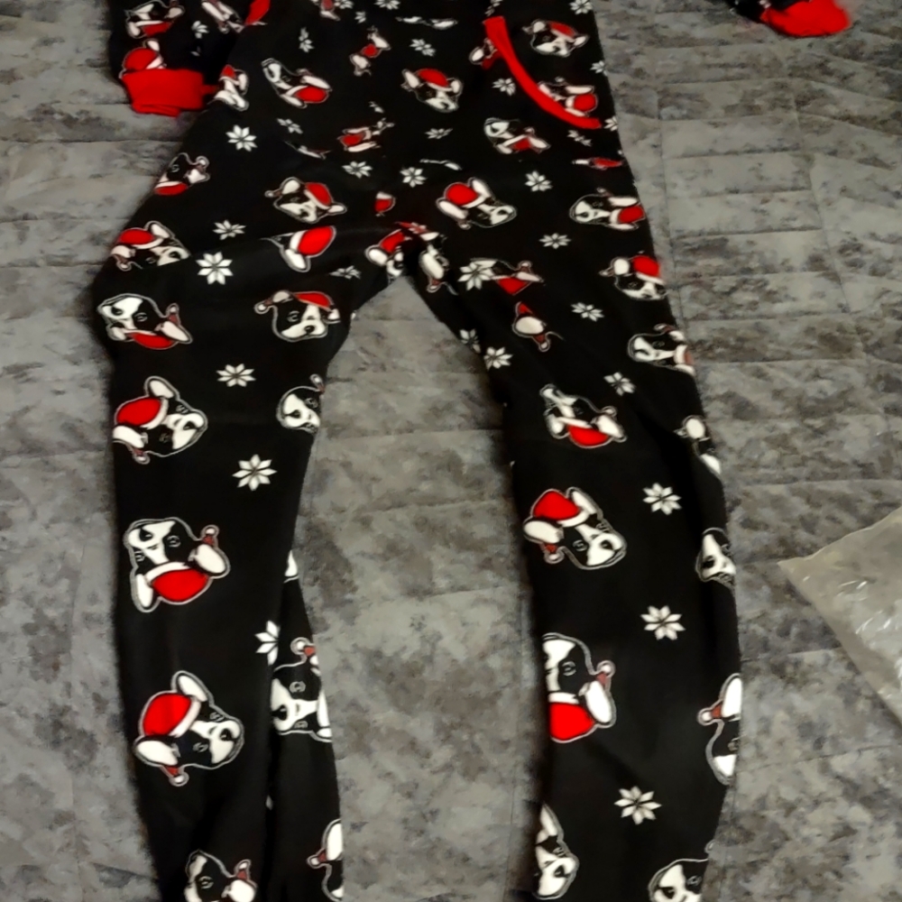 Festive Black Dog Print Pajama Pants